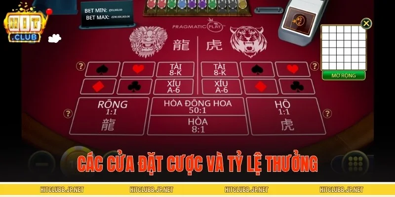 Chi tiết tỷ lệ trả thưởng các cửa đặt cược trong game